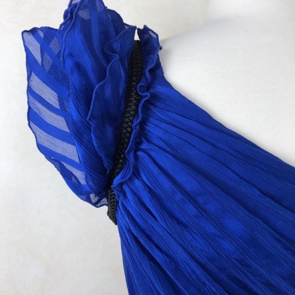 Vintage Bebe Y2K Royal Blue One Shoulder Silk Top S - Picture 4 of 7